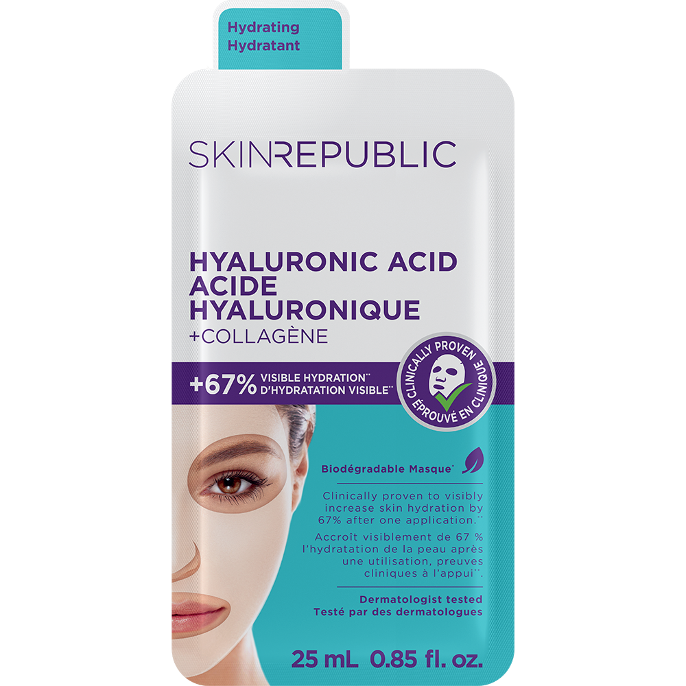 Hydrating Hyaluronic Acid & Collagen Biodegradable Face Mask