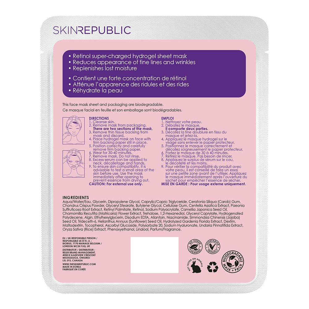 Age Defying Retinol Hydrogel Biodegradable Face Mask