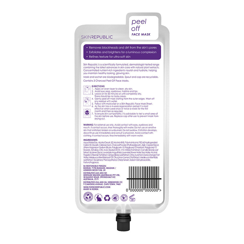Purifying Charcoal Peel-Off Biodegradable Face Mask (3 Applications)
